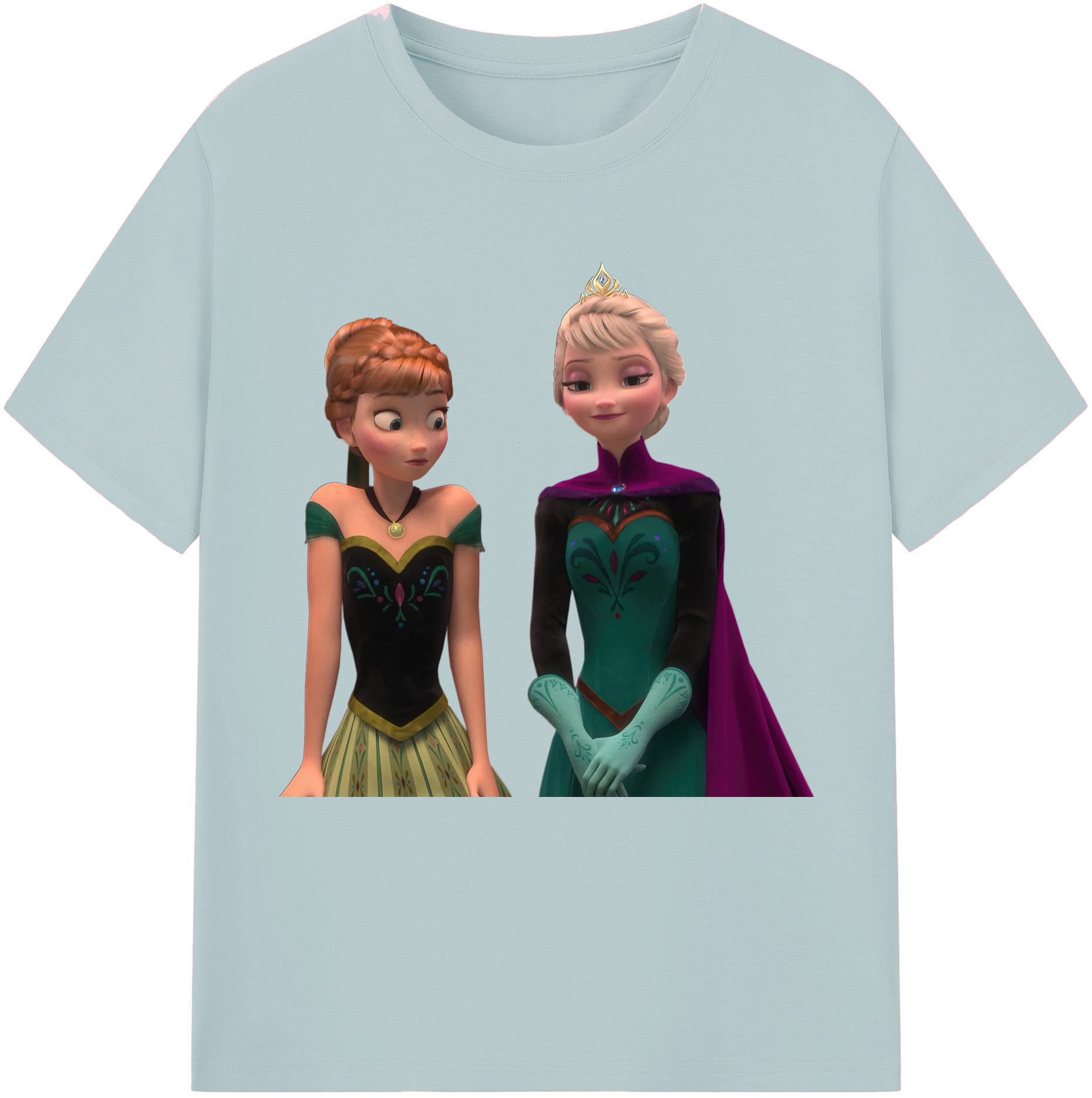 （画像用） アナと雪の女王 アンナ エルサ Frozen Anna Elsa 綿100％半袖Tシャツ（フロントプリント）